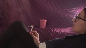 SEPTEMBER - I AM SMOKING MY CIGARETTE WITH PLEASURE, SITTING WITH MY LEGS CROSSED