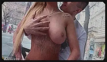 Blonde Bombshell in Public Encounter