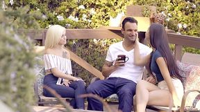 Luscious babe Kiara Cole and her girlfriend are fucked by horny boyfriend