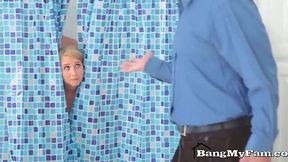 Big-titted Alice Chambers Gets Pounded Doggystyle in Shower by Horny Step-son
