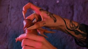 Cruel Close-Up Acrylic Nail Hand Job with Urethral Insertion