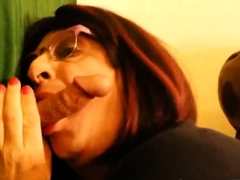 Glory Hole blowjob with cum swallow