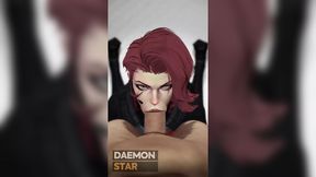Black Widow blows cock and buys time before getting creampied