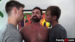 When handsome sees his stepdad kissing y. stepbrother, he gets green with envy