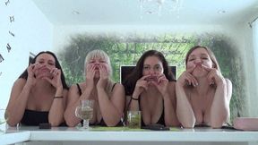 FACE STRETCHING AND BIG FISH LIPS of four beautiful ladies b