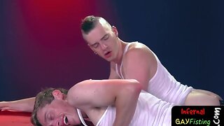 Gay bear preps bdsm boys for fisting