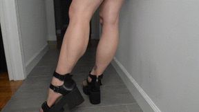 Muscular Calves in Black Sandal Platforms New clip June 2021 WMV