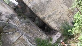 Naked rock climbing