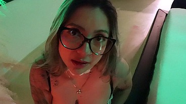 Beautiful maid gives her boss a great blowjob