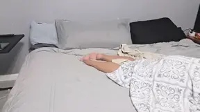 Neighboring teens play footsie before he unloads a massive cumshot on her