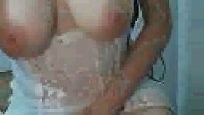 Amazing amateur busty babe flashing her goodies on cam