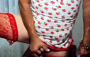 Crossdresser mature masturbating