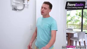 Busty Latina stepmom with ginormous ass and meaty titties gets banged in a dryer!
