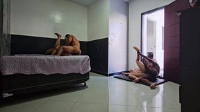 Busty Latina MILF gets a hot and steamy threeway with visitors