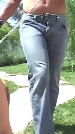 Memorable moment from &quot;With a dog leash around her neck Aaralyn Barra is led into the anal gangang&quot;