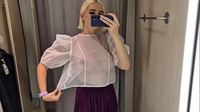 Let'_s try on transparent clothes, completely see-through. In the mall. See me in the fitting room