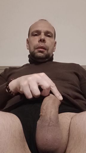 Dirty talk and I lick my cock I moan with pleasure while sucking myself