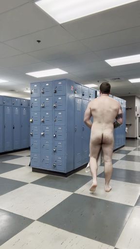 Public locker room almost caught cumming