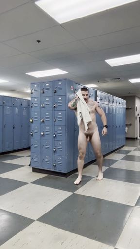 Public locker room almost caught cumming