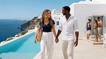I CONVENT A FRIEND TO HAVE AN INTERRACIAL THREESOME IN SANTORINI ITALY- PORN IN SPANISH- AI PORN