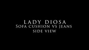 Sofa cushion vs blue jeans Side View