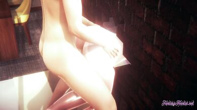 Naruto Hentai - Threesome Hinata Sucks and Gets Fucked Through a Wall