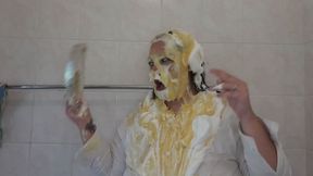 White Blouse Messed with Custard Cream Pies