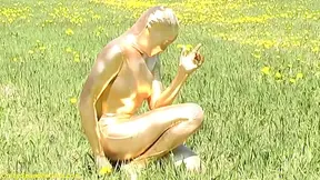 Shiny Golden Catsuit Clad Ebony Babe Gets Blacked Outdoors