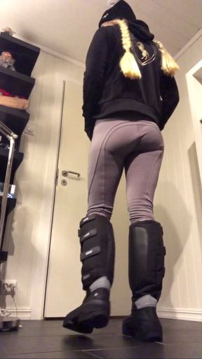In my winter riding boots and winter riding tights