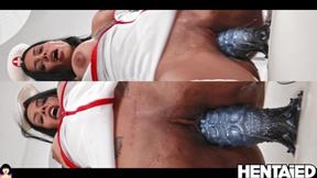 ”Real Life Hentai - Two nurses fuck huge dildos & explode cum on face - Canela Skin”