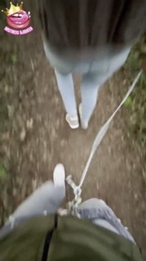 Chastity Slave Walked outdoors on a Leash