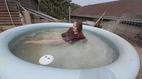 Soaked Maroon Top and Pink Panties Wetlook