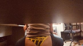 Secretary sucks her boss under the desk and swallows everything!
