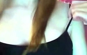 Busty girl stripping on webcam