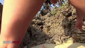 ”Asian Babe's Beach Blowjob Tease!”