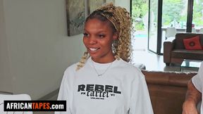 This demure EBONY cutie wanted to be my GF...I pounded her holes ROUGH and messy