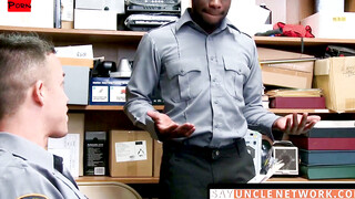 SayUncleNetwork.com - Ebony security guard punished with bareback by hung superior