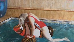 Alla hot fucks small rare inflatable clown fish in the pool