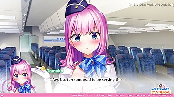 Sexy flight attendant service threesome (Oppai Ero App Academy)