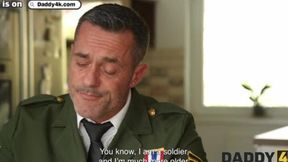 Old soldier Renato pounds petite's pussy