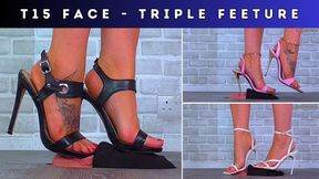 T15 Face Cam - Goddess Amber - Crushing My Human Doormats Face Under Three Pairs Of My Strappy Stiletto Heels - Face Trample Trampling Standing Crushing Crush Feet Foot Shoe Heel Worship Gagging Licking