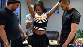Ebony teen gets gangbanged by white and black guys