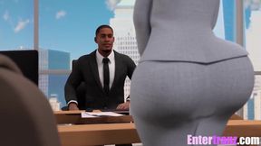 Boss Slams Massive BBC into Big Booty Trans Sec's Gaping Ass Destroyed