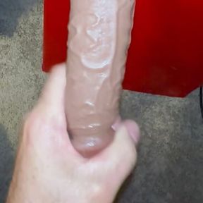 POV of me and you sucking 18in dildo off