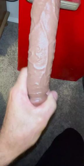 POV of me and you sucking 18in dildo off