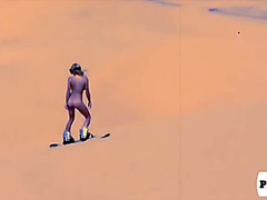 Sexy playboy bunnies go naked sand boarding