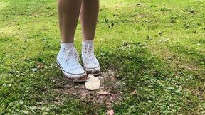 White Platform Converse Food Crush In Yard