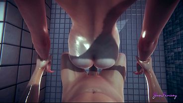 Yaoi Femboy POV Blue suck a dick and bareback in a shower - Japanese Sissy boy