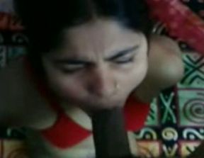 Kinky Indian chick in red stuff keeps on sucking BF's lollicock