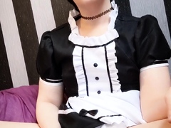 Ebony tranny Brii jerks her black boner in solo masturbation